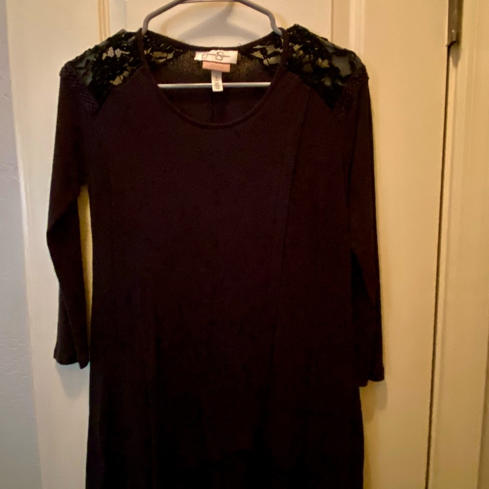 Jessica Simpson Black Nursing Top with Lace Detail